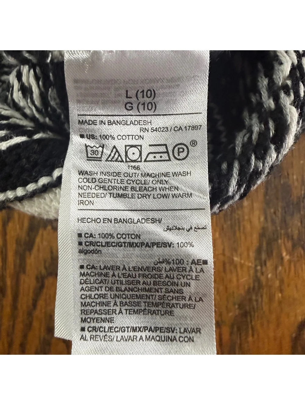 Old Navy Boys Fair Isle Sweater Knit Pullover Hoodie Black White Size 10